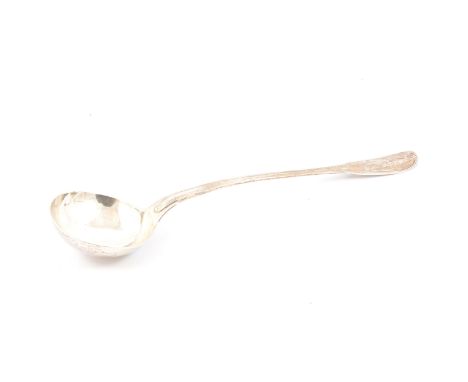 A Continental silver soup ladle, possibly Belgian or French, marked AB under a three pointed crown and C under a three pointe