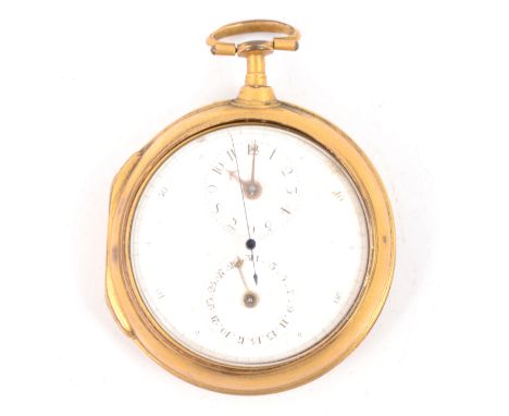 George III pinchbeck pair cased pocket watch, William Tarleton, Liverpool, No.6944, dial configured with centre-sweep seconds