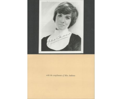 Julie Andrews signed 4x3 black and white vintage photo. Dame Julie Andrews DBE (born Julia Elizabeth Wells; 1 October 1935) i