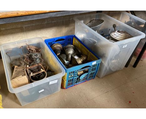 A quantity of ceiling/wall mounted gas heaters; oil lamp bases and similar items **Lots must be paid for and collected within