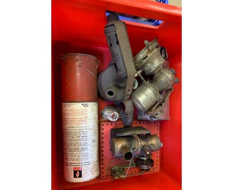 A Mamod stationary steam engine; blow torch, cylindrical tool box (?), etc **Lots must be paid for and collected within seven