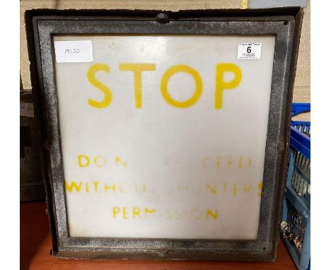 Railway interest - a large BR(W)R warning light "Stop Do Not Proceed Without Shunters Permission", black metal with opaque gl