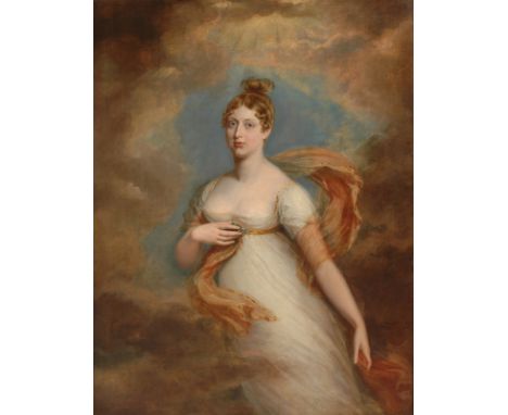 GEORGE DAWE (ENGLISH 1781-1829) Princess Charlotte, 1818oil on canvas140 x 110 cm (55 x 43 1/4 in.)signed and dated G DAWE R.