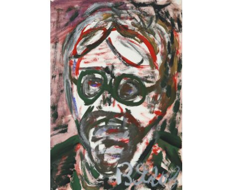 VLADIMIR YAKOVLEV (RUSSIAN 1934-1998)Portrait of a Medical Worker with Glasses, gouache and silver paint on paper43.3 x 31 cm