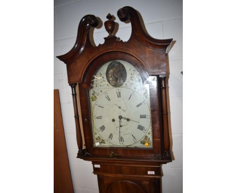 19th century mahogany long case clock having gothic form with dial for E Burton Kendal