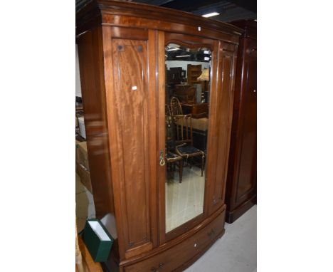 Victorian wardrobe having mahogany case with mirror door and under drawer