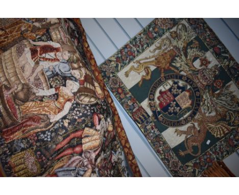 Two modern tapestry style wall hangings
112cm by 83cm and 87cm by 68cm approx.