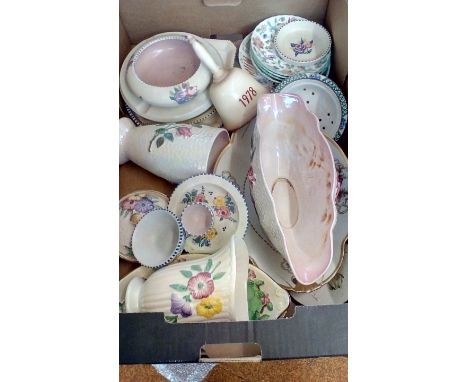 Box of early Poole pottery and Mailing