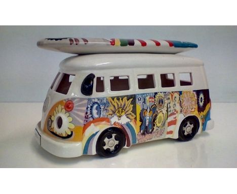 Porcelain model of a Volkswagen campervan, height 15cm 