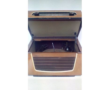 Vintage Mcmichael valve radio and record player in walnut case