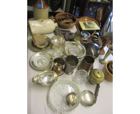 A mixed lot to include a Lipton brass tea caddy - British Empire 1924 and other items
