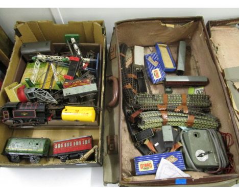 A Hornby Type 40 tin plate railway engine, carriages, rolling stock and accessories, and a Hornby Dublo part railway set