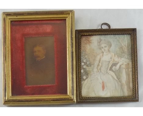 2 Portrait miniatures - Madame Rogerolle & A Gentleman  