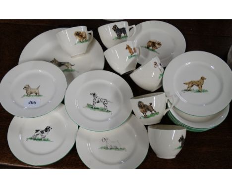 6 Pieces tea set decorated with dog breeds  