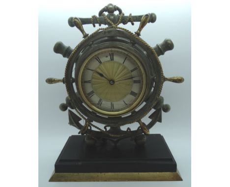 Naval Ships Wheel & Anchor mantle clock 10'h  