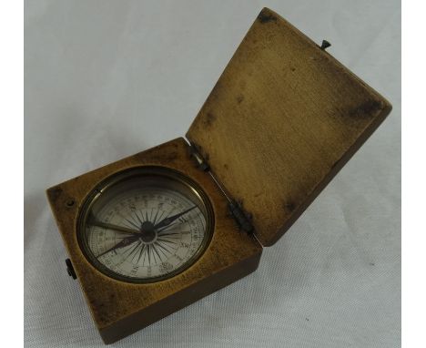 Treen cased travel compass  