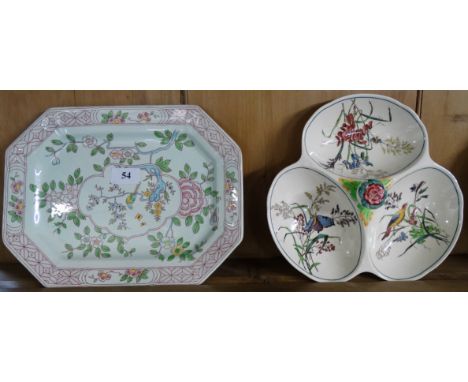 Adams Calyx Ware tray + Copeland Spode trefoil dish  