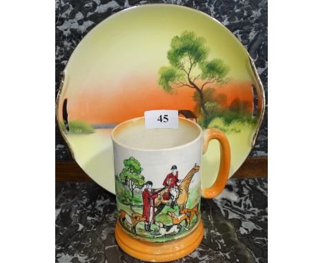 Arthur Wood Old Coaching/Hunting Days tankard + Noritake plate  