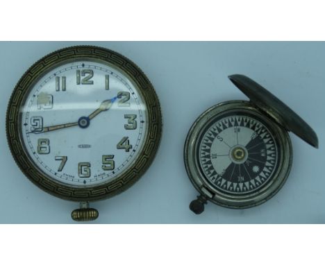 Goliath pocket watch & a pocket compass  