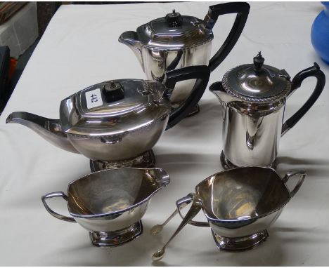 Silver plated 4 piece tea service + plated coffee pot  