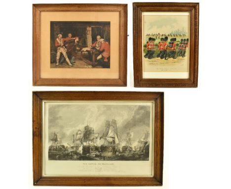 AFTER CLARKSON STANSFIELD; a late 19th century engraving by W. Miler, ‘The Battle of Trafalgar’, 31 x 45cm, in an oak frame, 