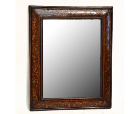 A 19th century Dutch style floral marquetry inlaid rectangular wall mirror, with cushion frame, 76cm x 62cm&nbsp;Additional I