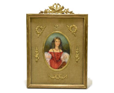 AFTER DOROTHY TURTON; a 20th century portrait miniature, ‘Miss Humble’, bearing pseudo signature, 11.5 x 8cm, set in gilt met