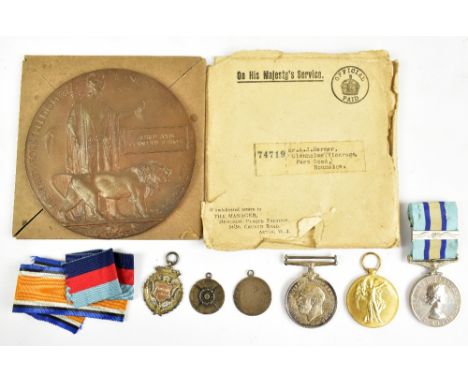 A WWI War and Victory Medal duo awarded to 3178 Sgt A.J.C. Harmer Midd'x R. with two sporting medals, three cricketing medals