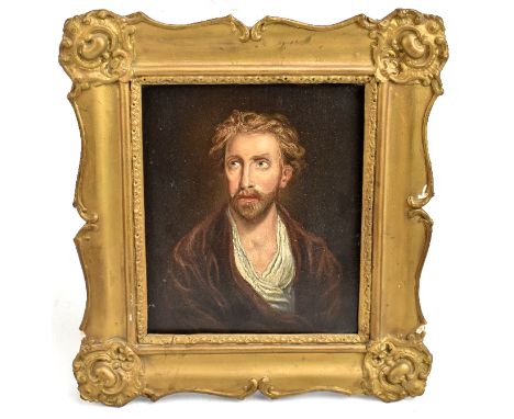 19TH CENTURY SCHOOL; oil on panel, bearded gentleman wearing a brown overcoat, unsigned, 23 x 18cm, in ornate gilt frame.Addi