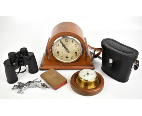 ENFIELD ROYAL; an Art Deco mantel clock with applied chrome decoration, the silvered dial set with Arabic numerals, height 23