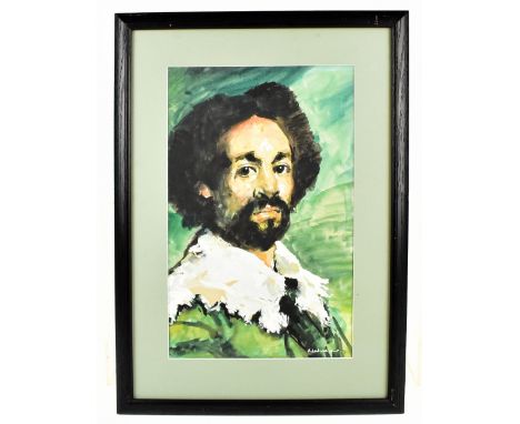 ROBERT OSCAR LENKIEWICZ (1941-2002) (after Velasquez); watercolour, 'Portrait of Juan de Pareja', signed, 48 x 30cm, framed a
