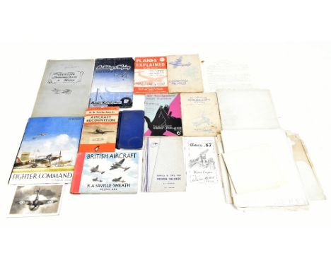 MILITARY INTEREST; a small quantity of ephemera including prints of the original drawings R.A.H-37 and further aeroplanes, po