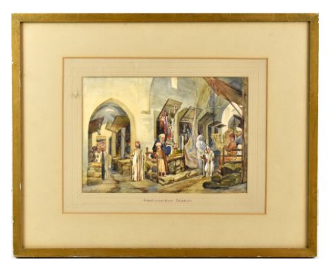 GEORGE M ATKINSON; watercolour, 'Street of King David, Jerusalem', signed and dated 1865, 18.5 x 26.5cm, framed and glazed.