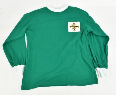 GEORGE BEST; a Toffs Northern Ireland retro-style cotton long-sleeved shirt signed and inscribed ‘Best Wishes’ with no. 7 to 