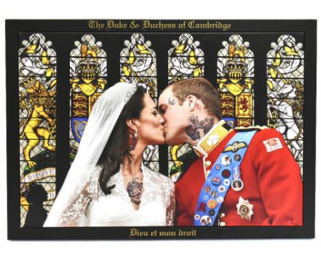 DIRTY HANS (Contemporary British); original colour print on faux canvas, 'The Duke and Duchess of Cambridge', signed lower ri