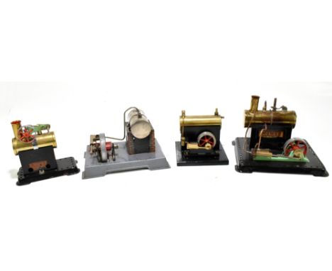 MAMOD; a sleeve valve engine, width 20cm, height 15cm, together with a similar smaller example and two further unmarked steam