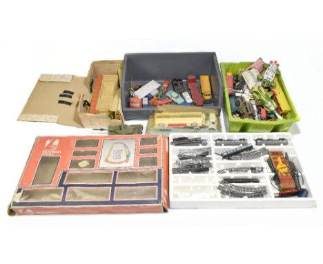 A mixed group of toys including loose playworn Dinky, with 945 A.E.C fuel tanker Esso, and Thunderbirds, also a Lima micro mo