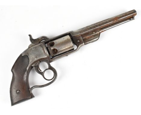 A Savage Arms 1861 navy .36 six shot double action percussion cap revolver with 7" octagonal barrel stamped to the top flat '