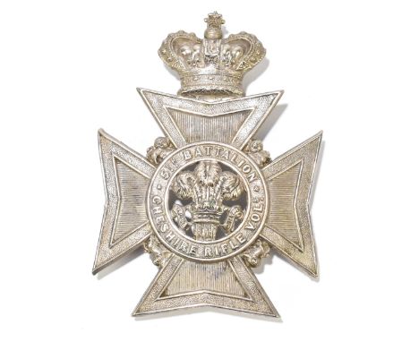 A circa 1880s Fifth Battalion Cheshire Rifle Volunteer OR's helmet plate with three lug fitting to reverse.Additional Informa