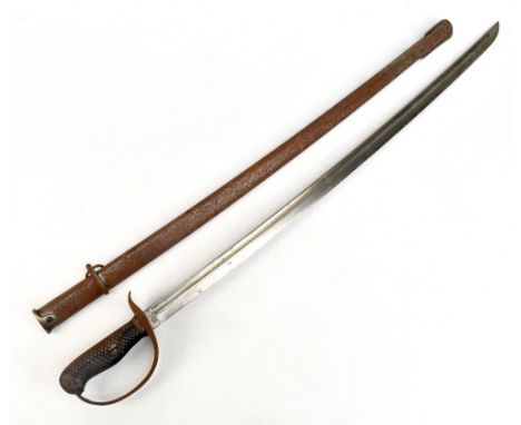 A 19th century Continental military sword or private purchase officers sword, steel grip with integral release catch and knur