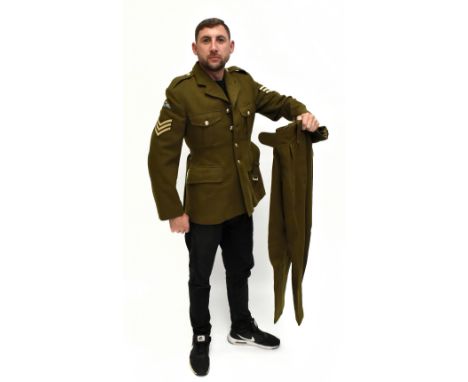 A mid-20th century military number two dress uniform, comprising size 15 blouse with Royal Engineers buttons, applied Parachu