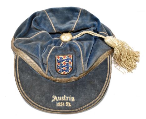 TOM FINNEY; the rare England cap from the 'Lion of Vienna' football match between Austria and England played 25th May 1952, w