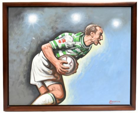 PETER HOWSON OBE (Scottish, born 1958); large oil on canvas, 'Henrik', study of the Celtic legendary centre forward Henrik La