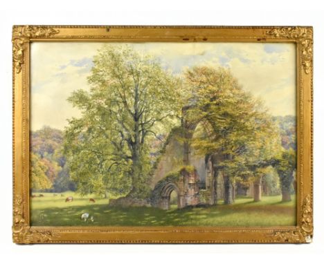 W ROBINSON; watercolour, 'Calder Abbey West Cumberland', signed lower left and dated 1878, 35 x 51.5cm, in giltwood and gesso
