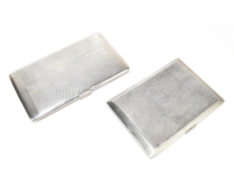 CHARLES S GREEN &amp; CO; a George VI hallmarked silver cigarette case of rectangular form with engine turned Art Deco-style 