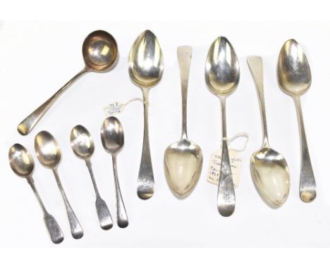 A group of Georgian and later hallmarked silver flatware including a pair of George III hallmarked silver table spoons with e