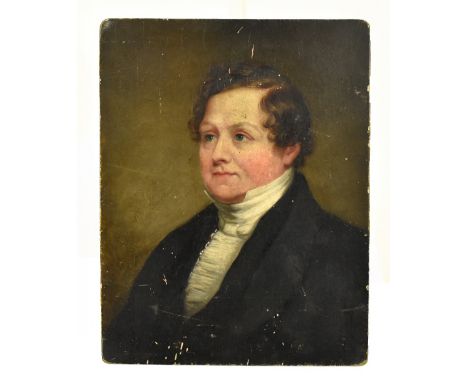 19TH CENTURY ENGLISH SCHOOL; oil on card, portrait of a gentleman, unsigned, 23 x 17.75cm, unframed.Additional InformationSom