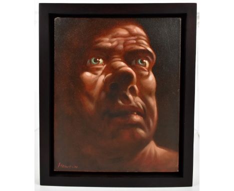 PETER HOWSON OBE (Scottish, born 1958); oil on canvas, face study, signed, 30.5 x 25.5cm, framed. (D)Provenance: Private coll