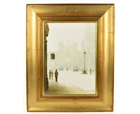 ANTHONY ROBERT KLITZ (1917-2000); oil on canvas, street scene in London, possibly Westminster, signed lower right, 37 x 27.5c
