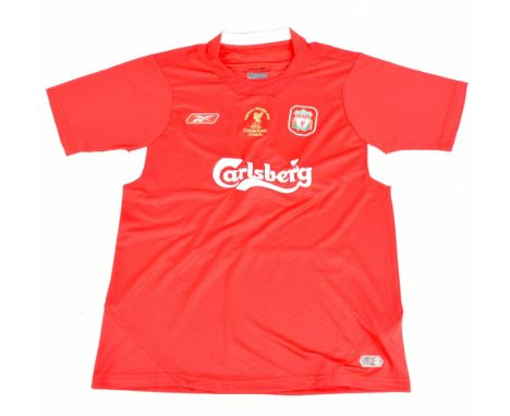 STEVEN GERRARD; a Reebok Liverpool Istanbul 2005 Champions League Final reissue home shirt signed with ‘Gerrard 8’ to reverse